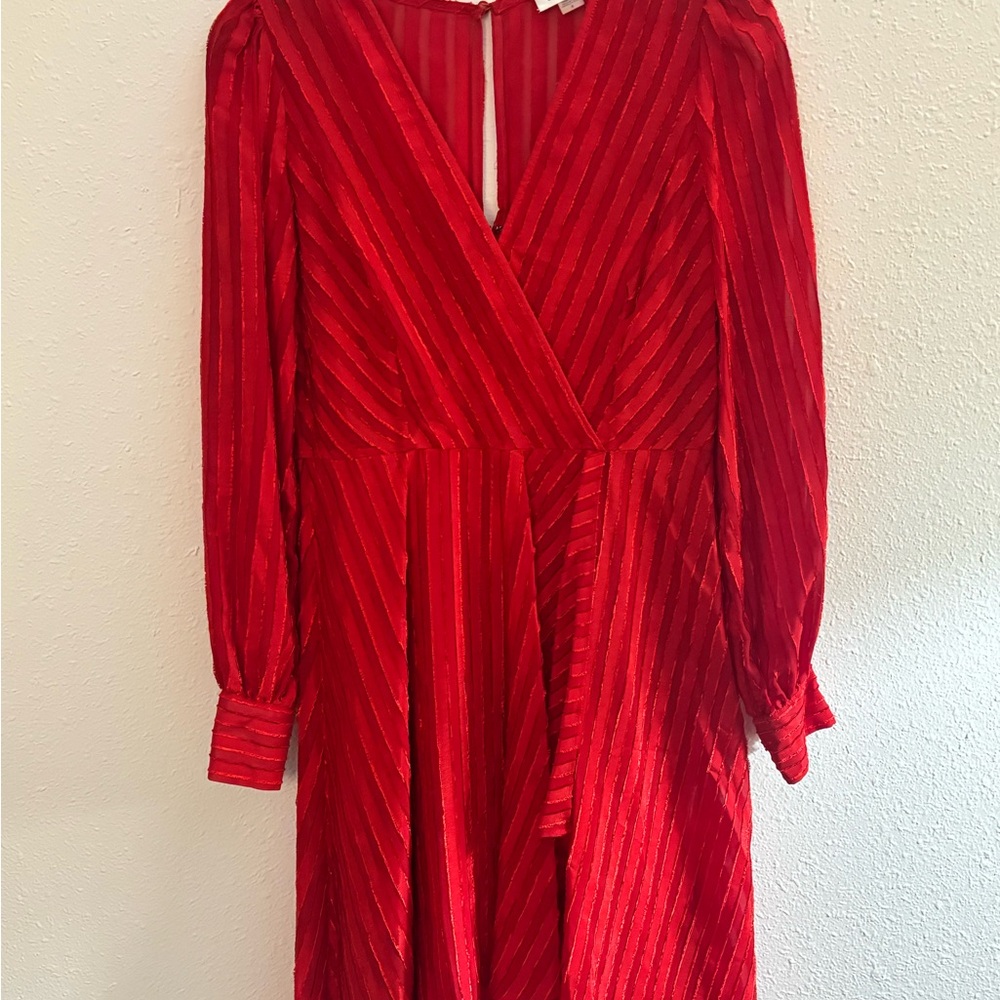Calvin Klein Vibrant Red Long Sleeve Dress